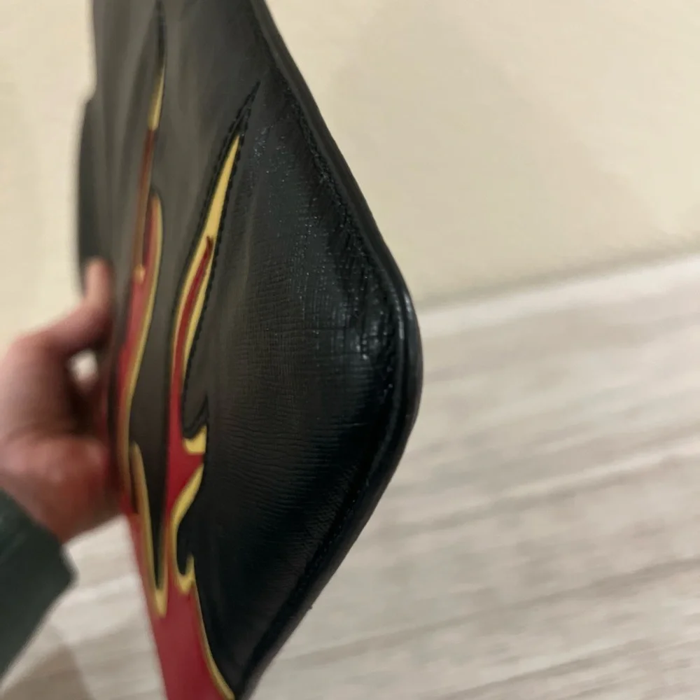 PRADA Red and Black Saffiano Leather iPad Sleeve with flame 🔥